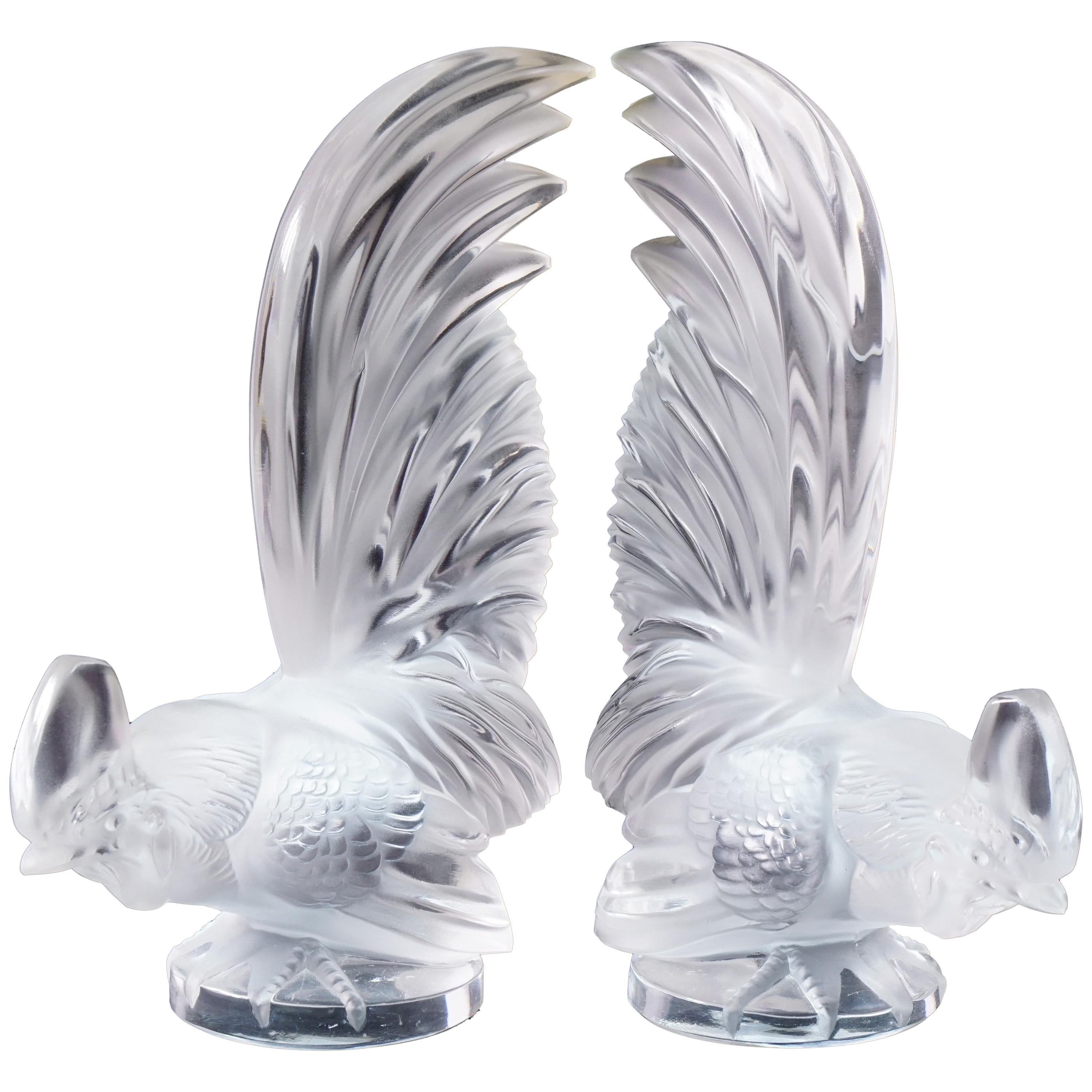 Lalique Coq Nain Cockerel Glass Car Mascot For Sale