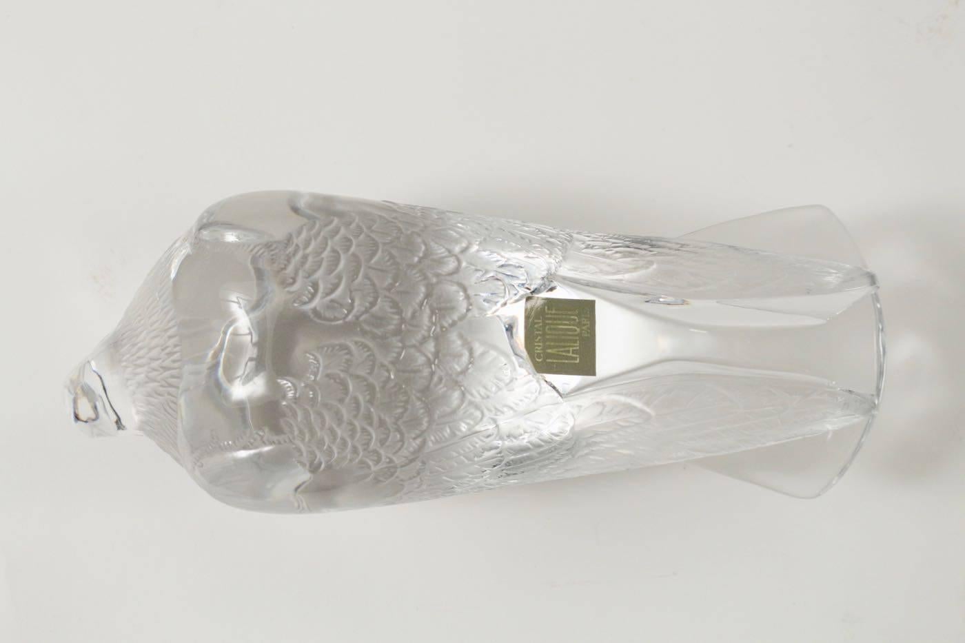 Blown Glass Lalique Cristal 2 Pigeons Decorative Motif