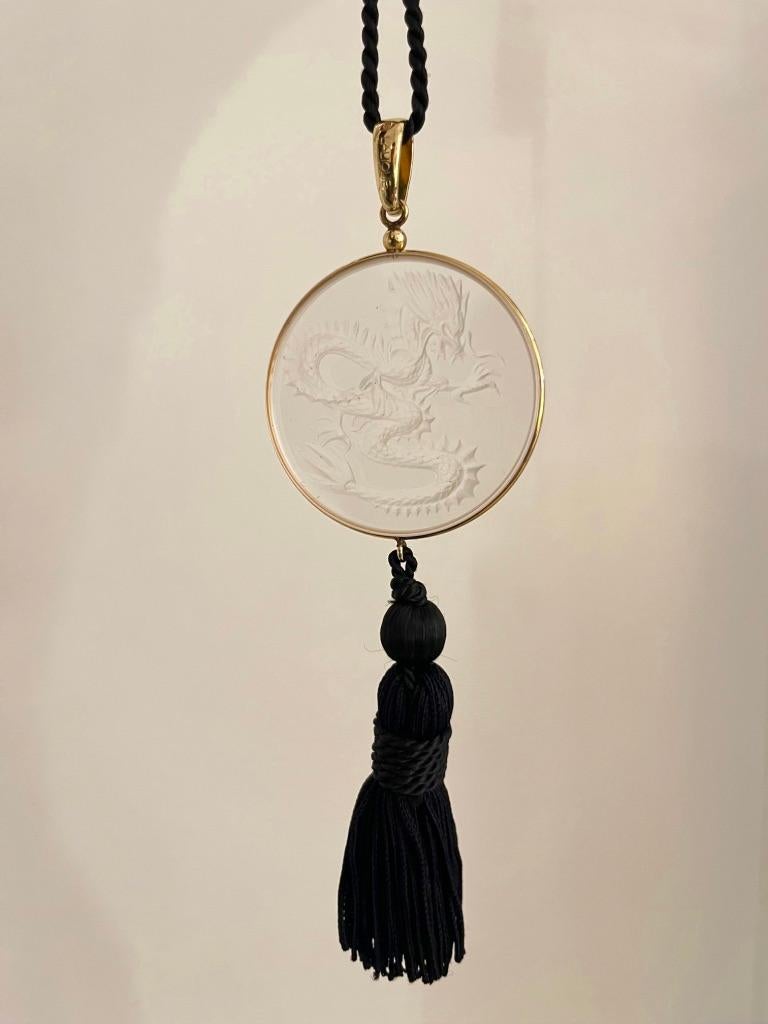 Cristal-Halskette mit Drachen aus Lalique im Angebot 3