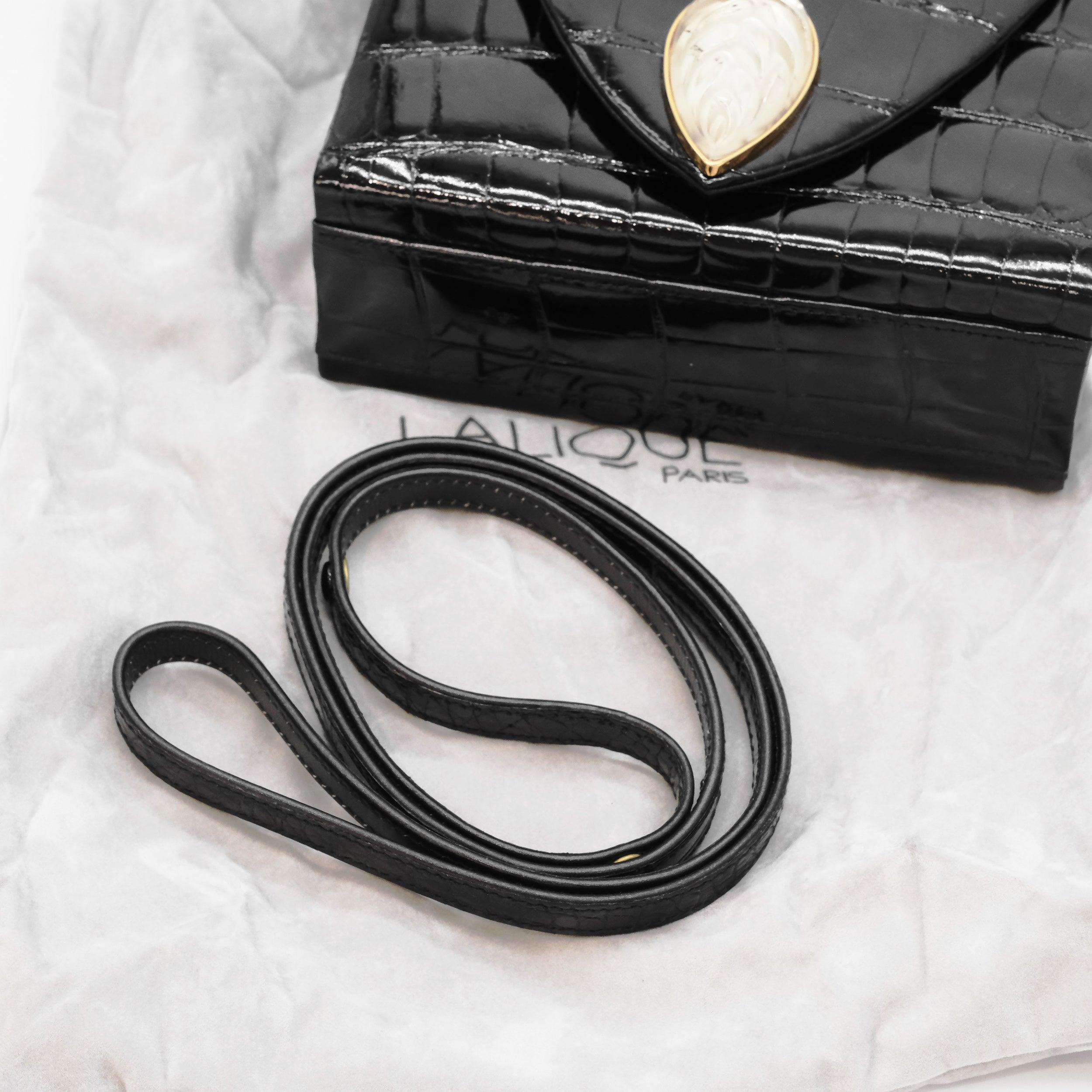 Donna Borsa Lalique con manico superiore in coccodrillo - anni '90 in vendita