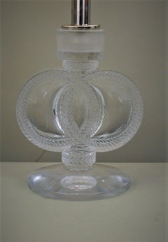 Lalique Crystal 1930s Candlestick Table Lamp