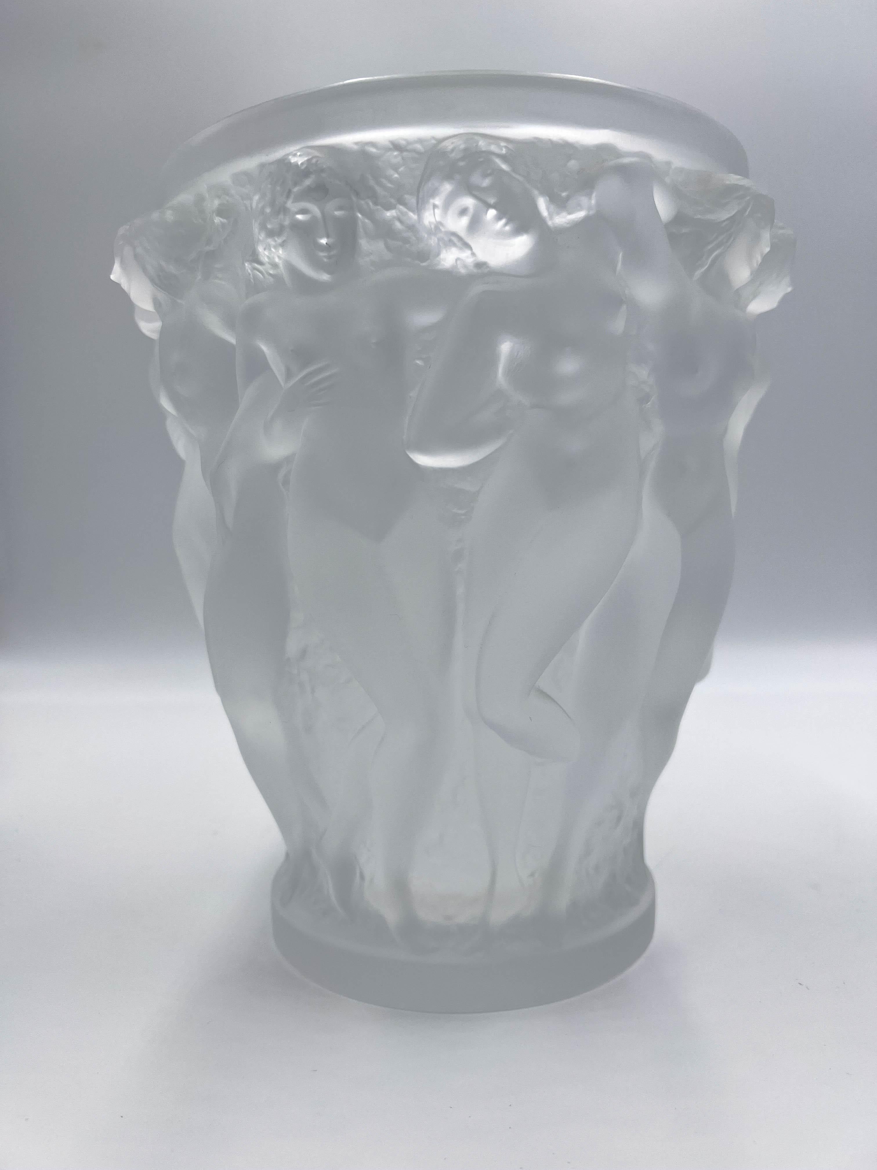 French Lalique Crystal Bacchantes Vase