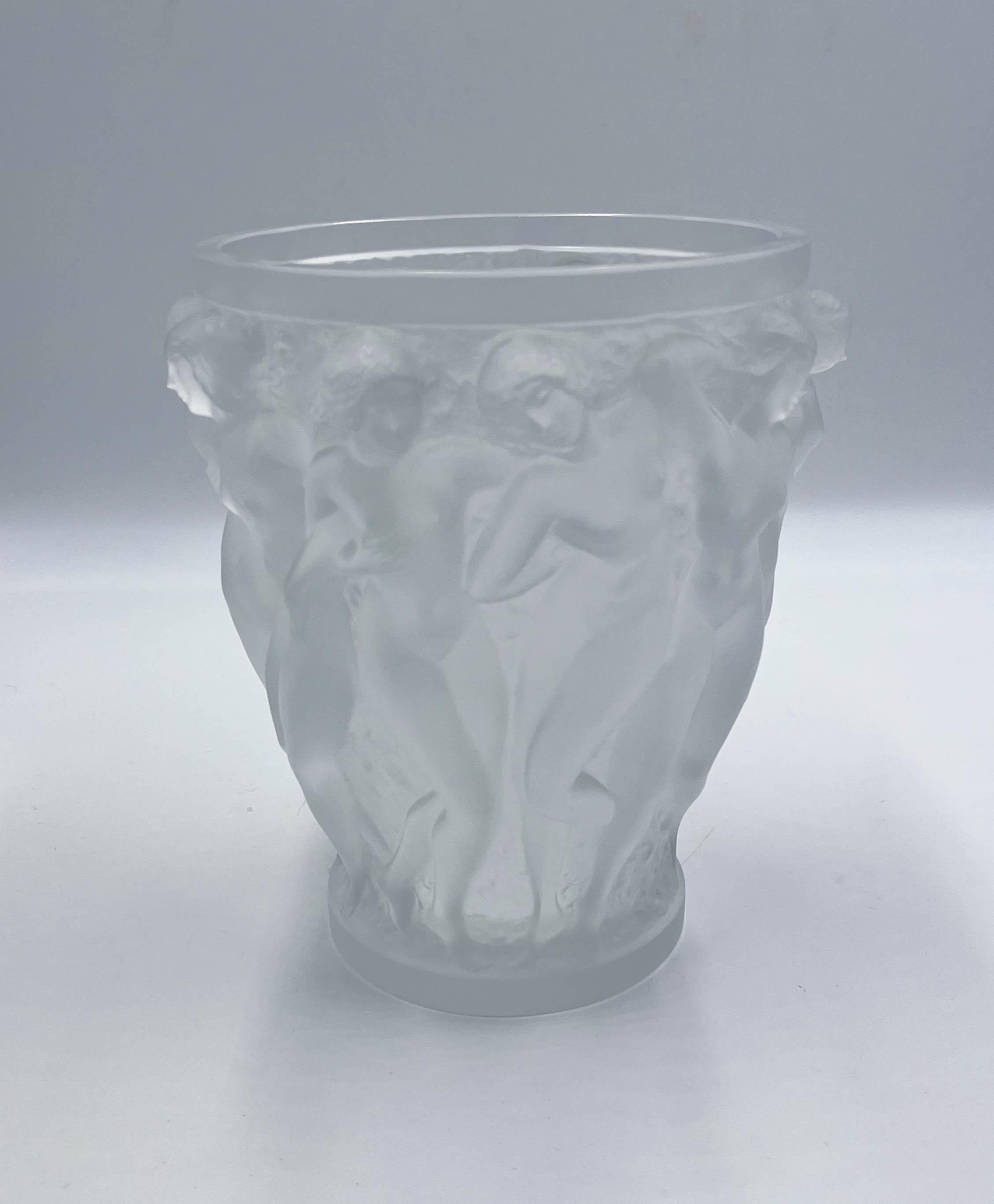 Late 20th Century Lalique Crystal Bacchantes Vase