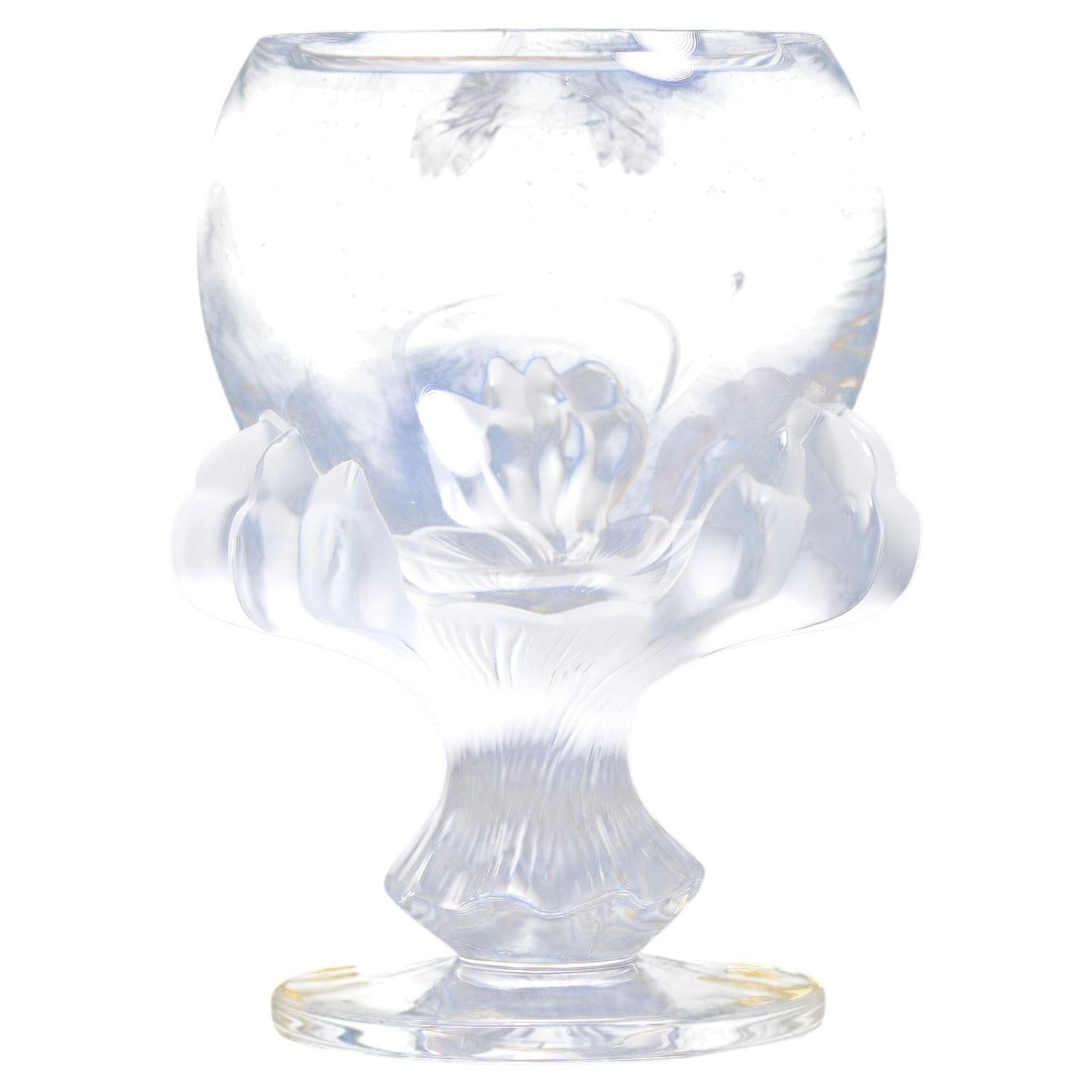 Lalique Crystal Bagheera Lion Paw Vase For Sale