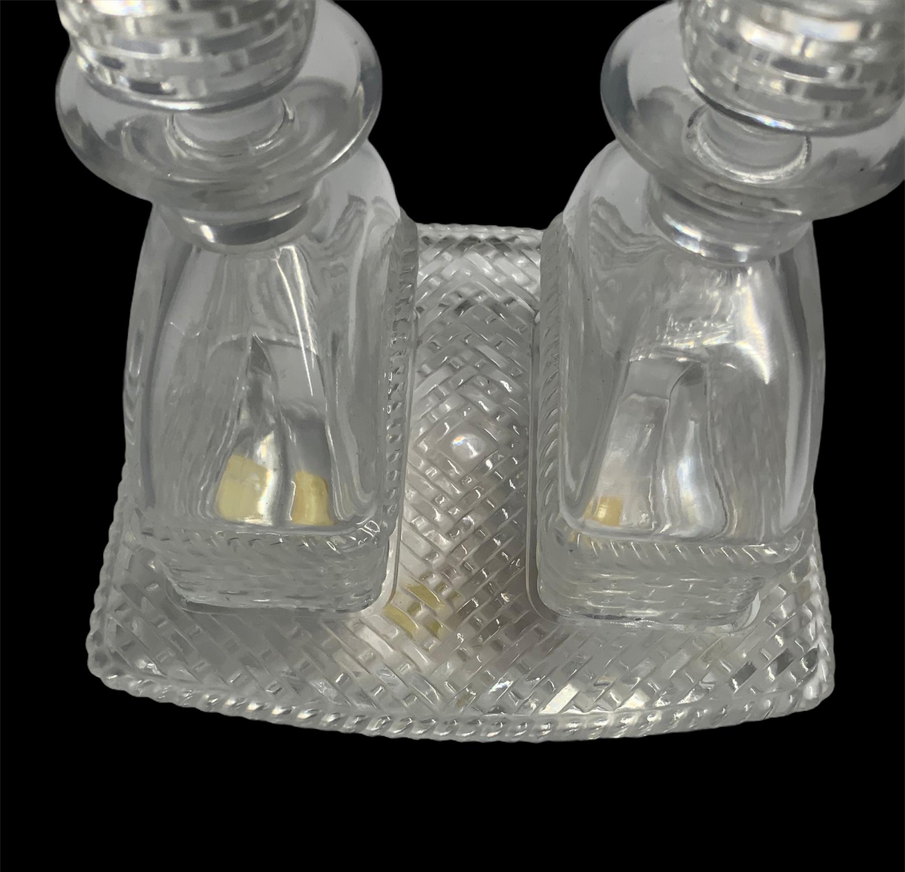 French Lalique Crystal Bangkok Oil and Vinegar Cruet Set For Sale