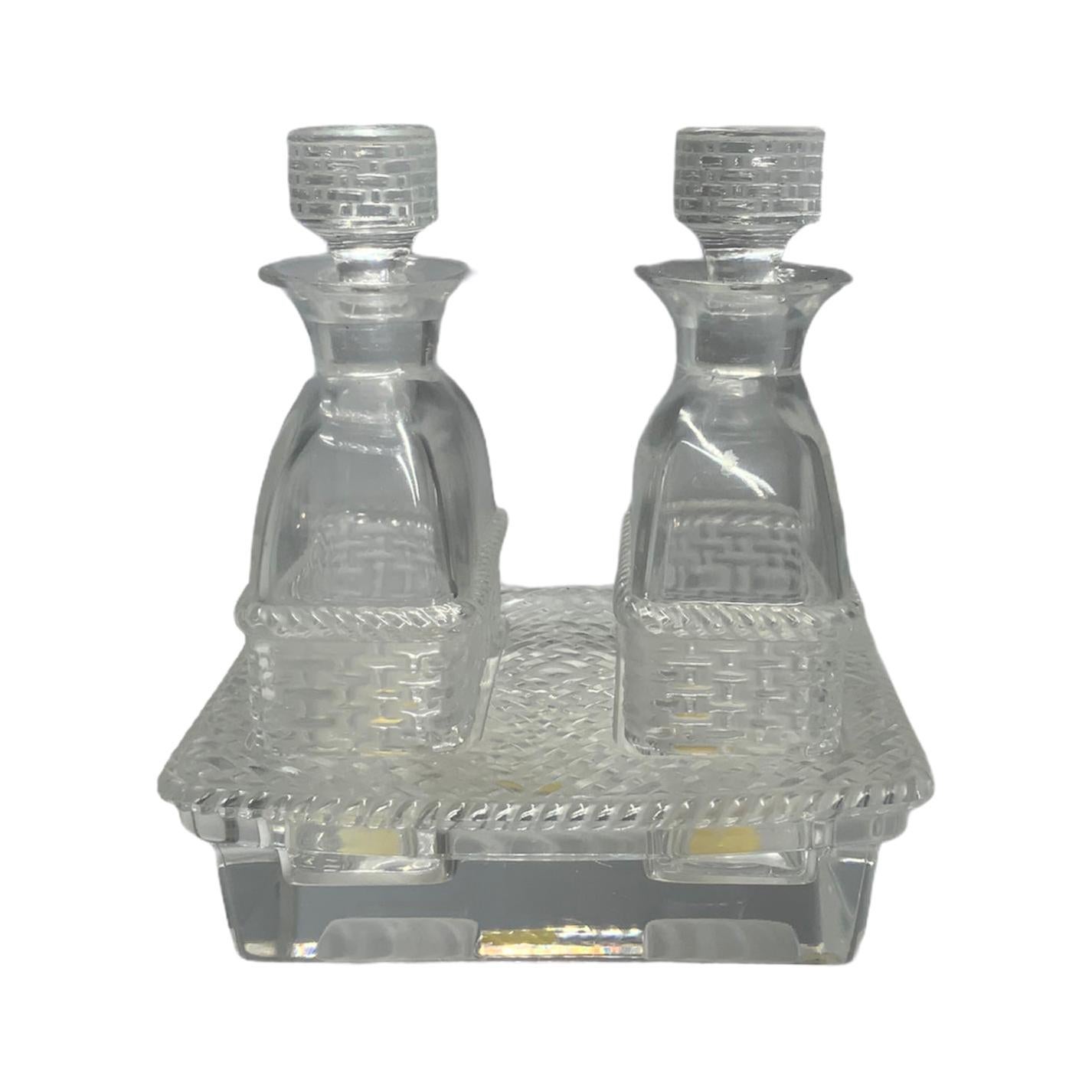 Lalique Crystal Bangkok Oil and Vinegar Cruet Set For Sale