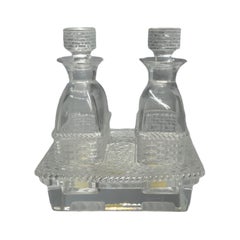 Lalique Crystal Bangkok Oil and Vinegar Cruet Set