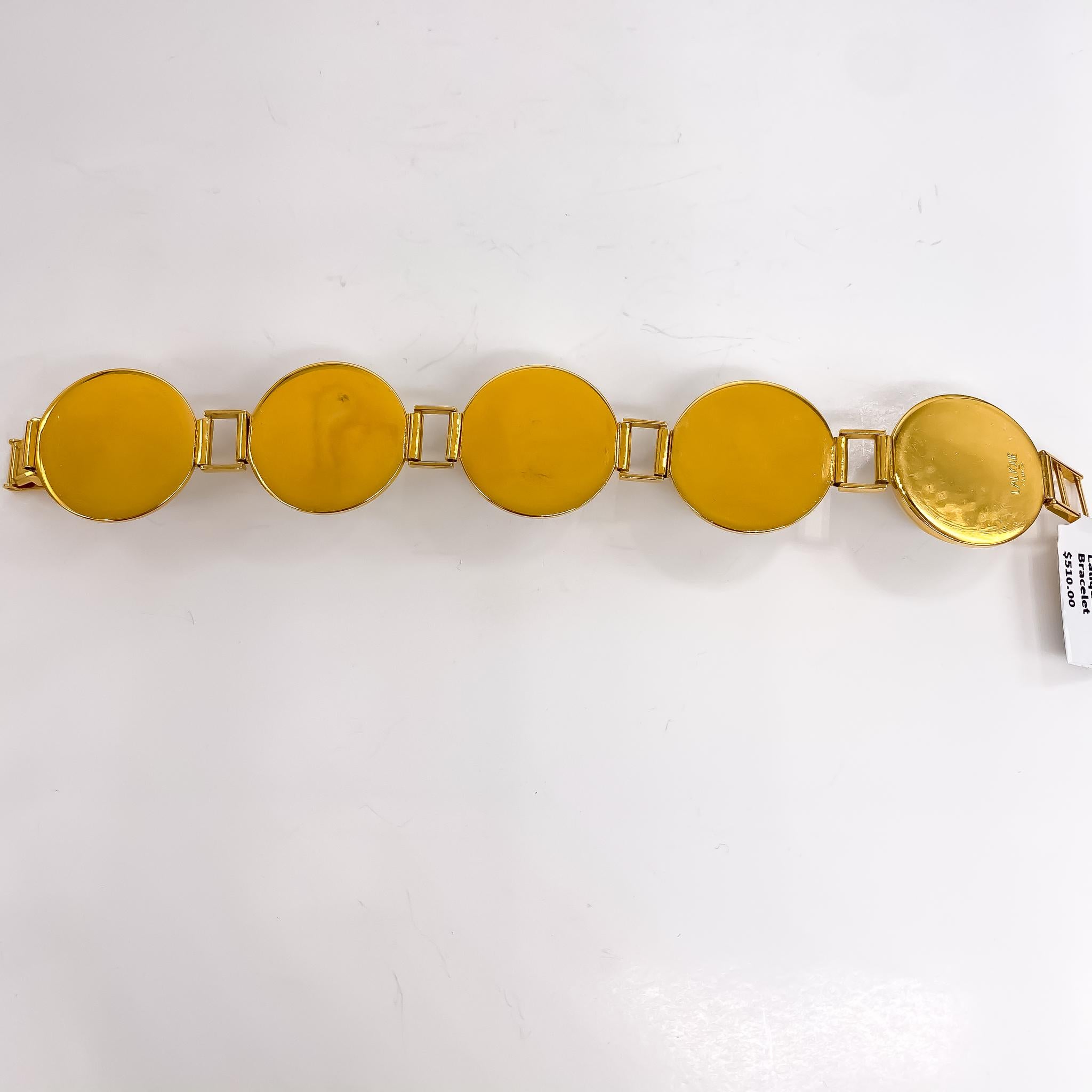 Lalique Crystal Bracelet 
Open box clasp
Gold colored metal