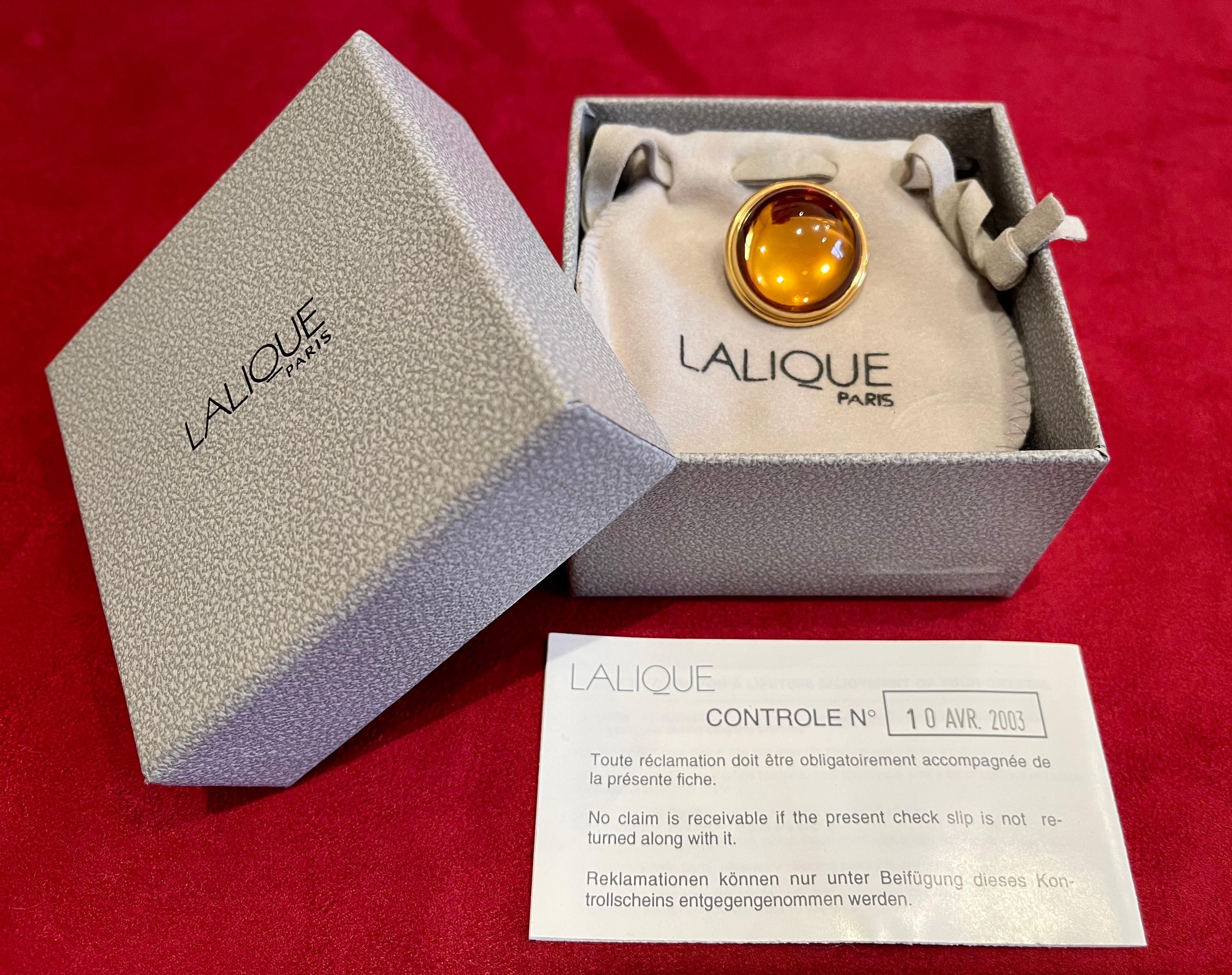 Lalique - Crystal Brooch / Pin's Cabochon In Good Condition In Beaune, FR