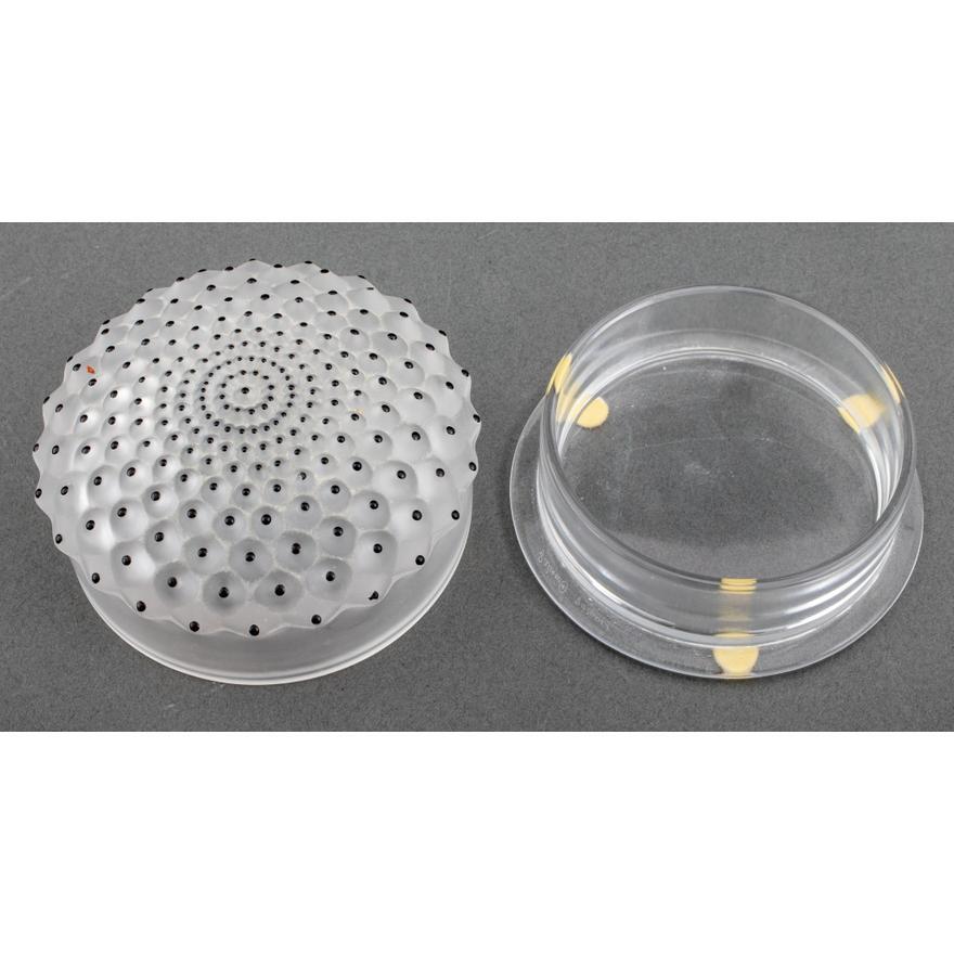 Glass Lalique Crystal Cactus Round Vanity Box