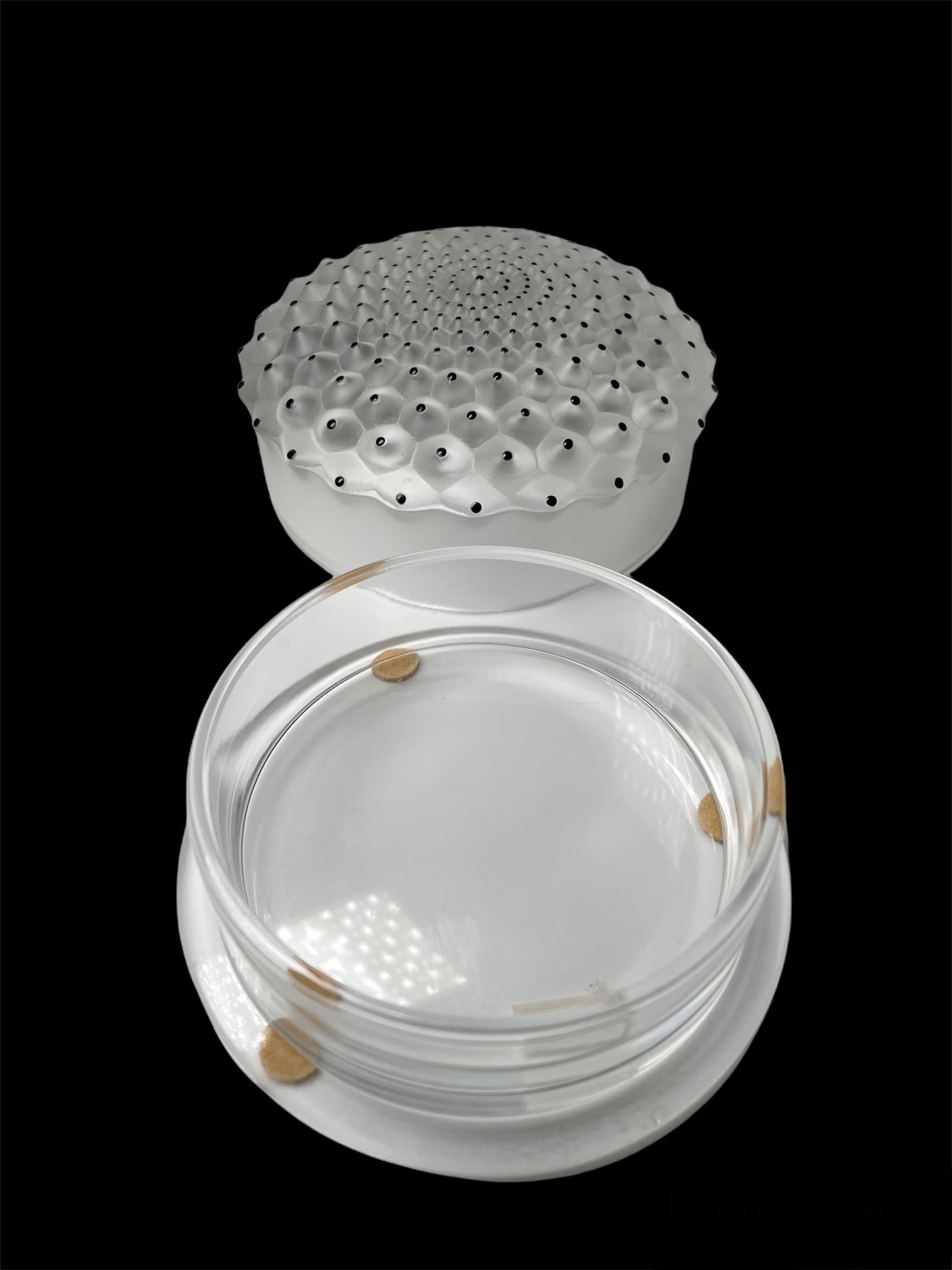 Molded Lalique Crystal Cactus Vanity Powder Box