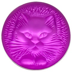 Lalique Kristall Katze Brosche Lila
