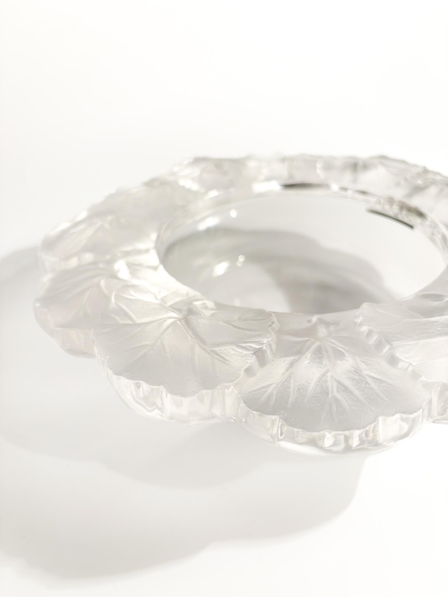 Lalique Crystal Centerpiece Bowl Honfleur Collection 1970s 1