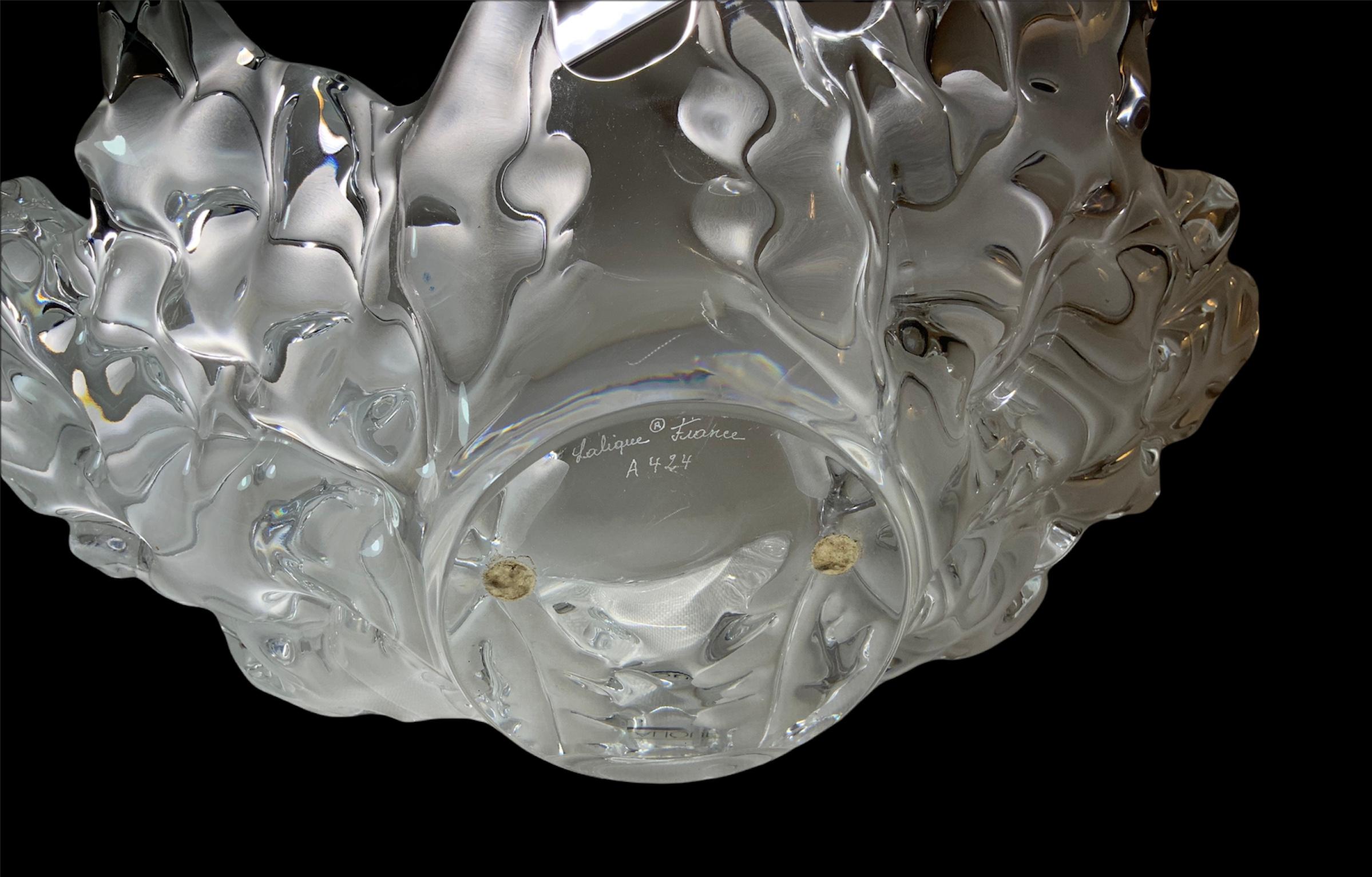 Molded Lalique Crystal Champs-Elysees Bowl Vase For Sale