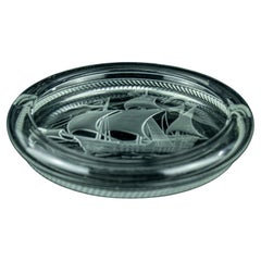 Lalique Crystal Cigar Ashtray Motif of Boat