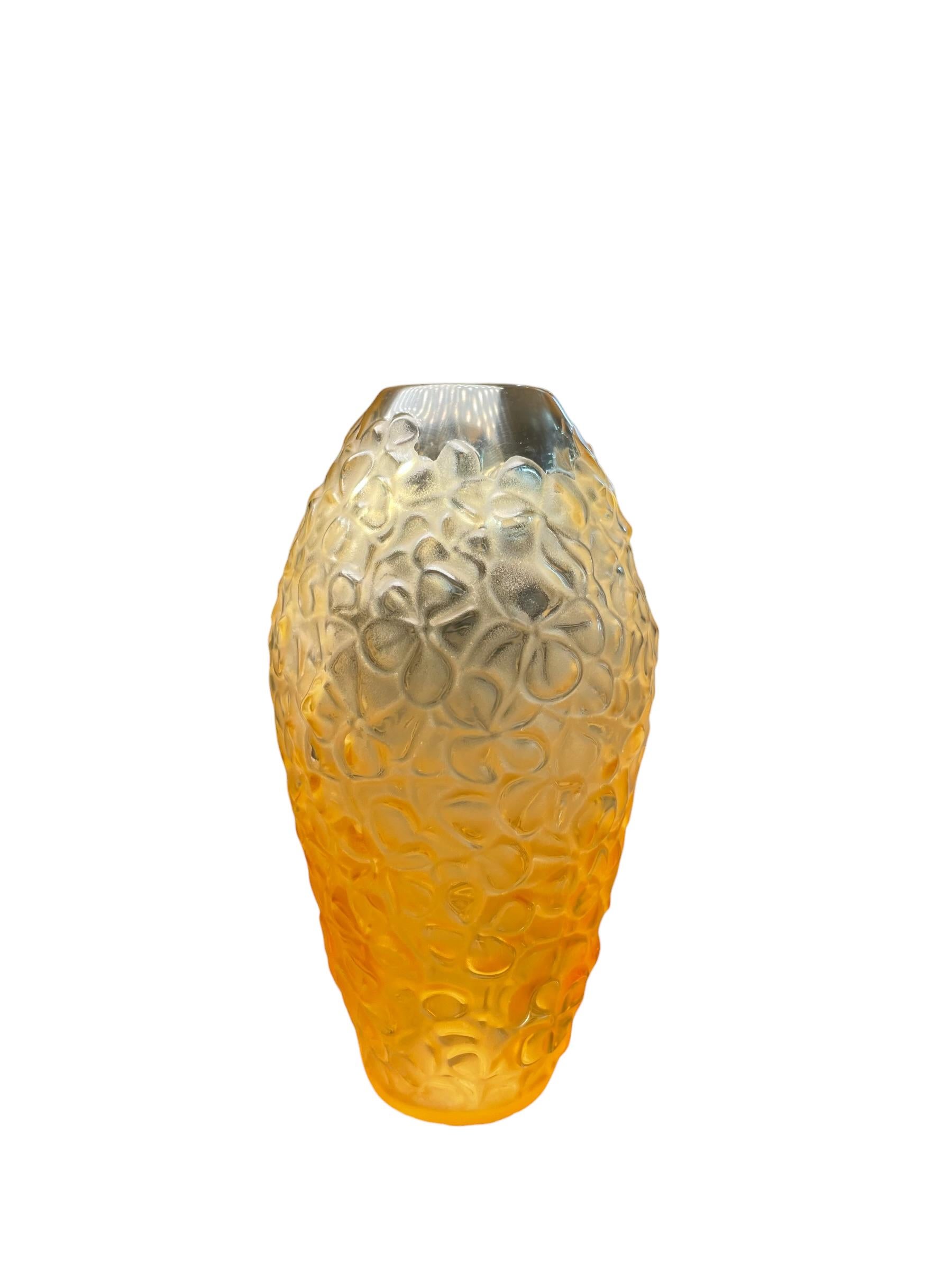 20th Century Lalique Crystal “Violeta” Clear to Amberina Color Small Flower Vase