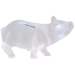 Lalique Crystal "Cochon Piggy" Sculpture, France, 2007