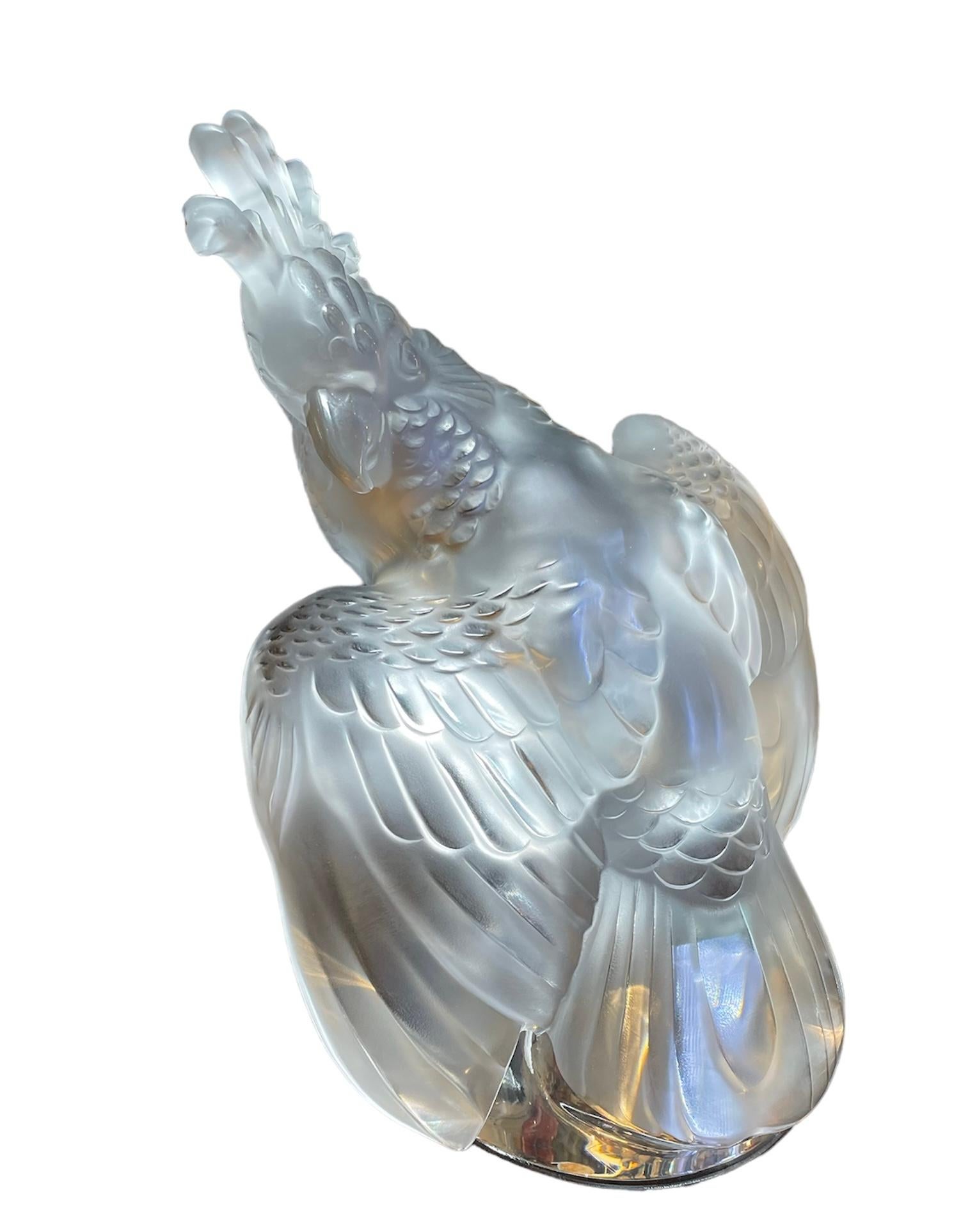 French Lalique Crystal Cockatiel Sculpture  For Sale