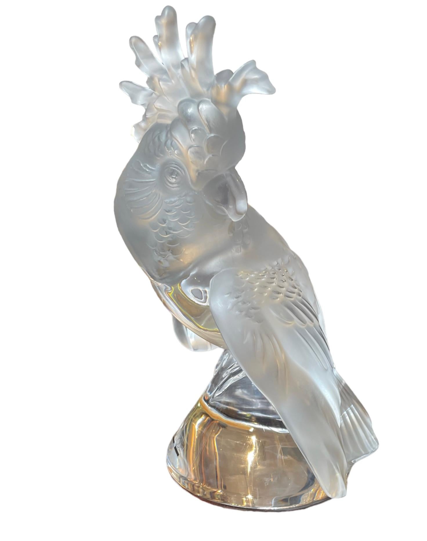 Molded Lalique Crystal Cockatiel Sculpture  For Sale