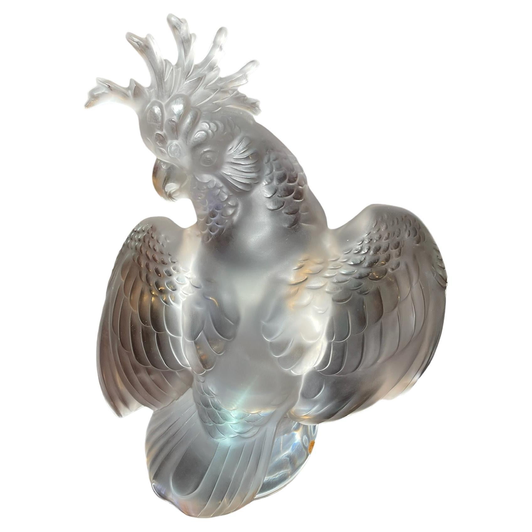 Sculpture de cockatiel en cristal Lalique  en vente