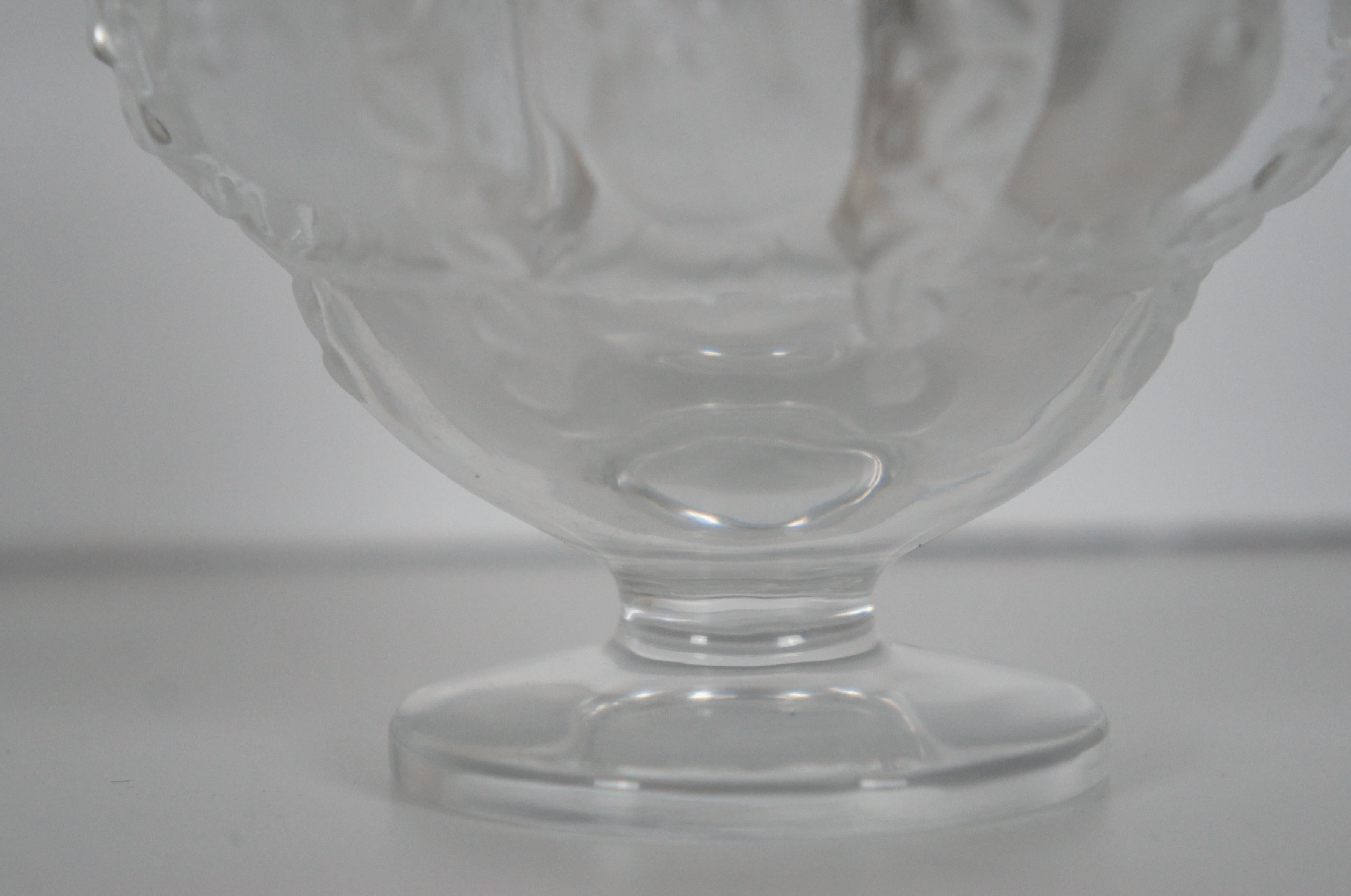 Lalique Crystal Dampierre Footed Vase Compote Dish Sparrows France Art Deco 1