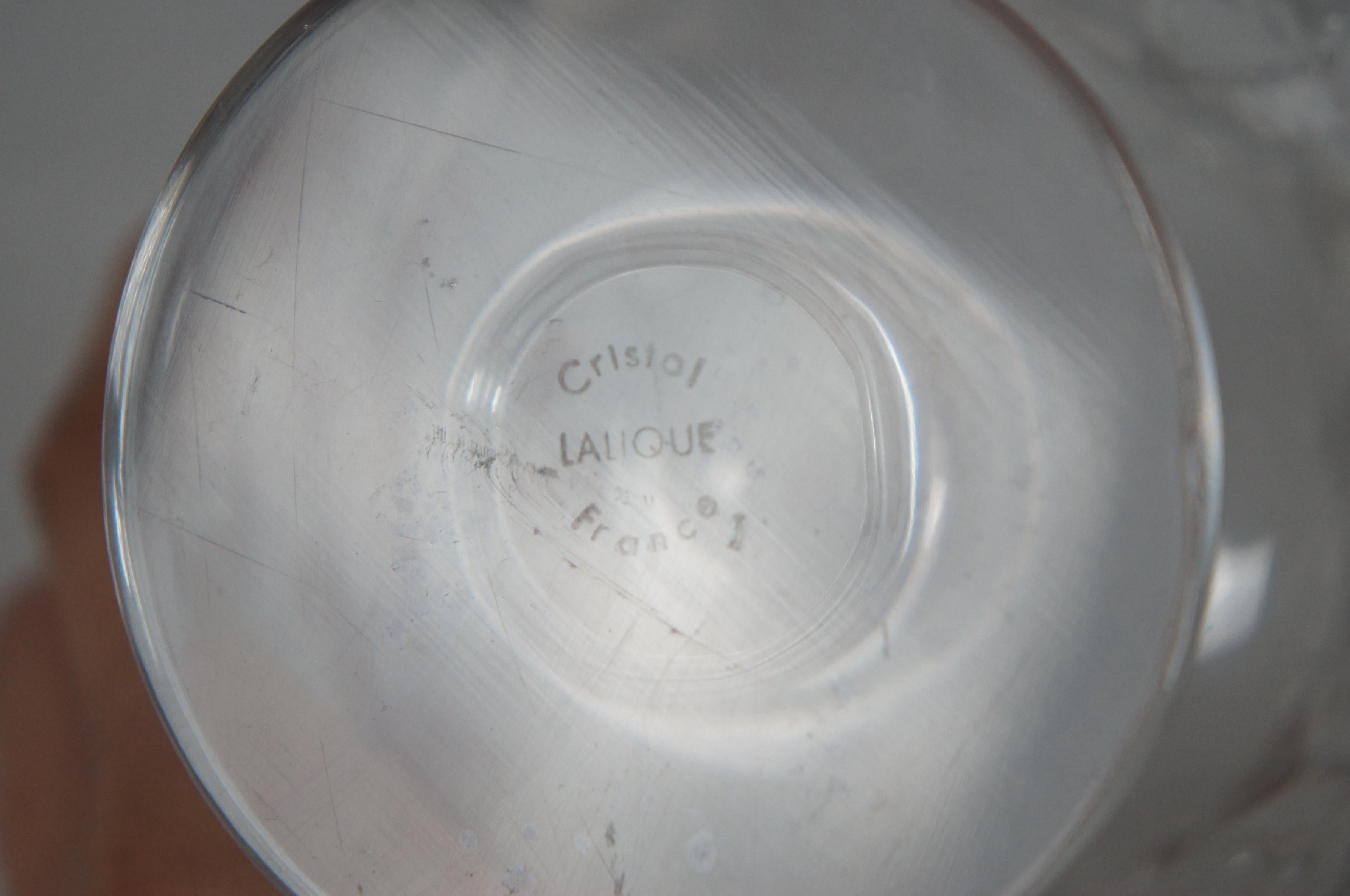 Lalique Crystal Dampierre Footed Vase Compote Dish Sparrows France Art Deco 2