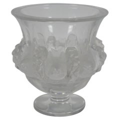 Vintage Lalique Crystal Dampierre Footed Vase Compote Dish Sparrows France Art Deco