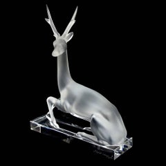 Lalique Crystal Deer Figurine, "Cerf" 'Catalog No. 11630 - Discontinued'