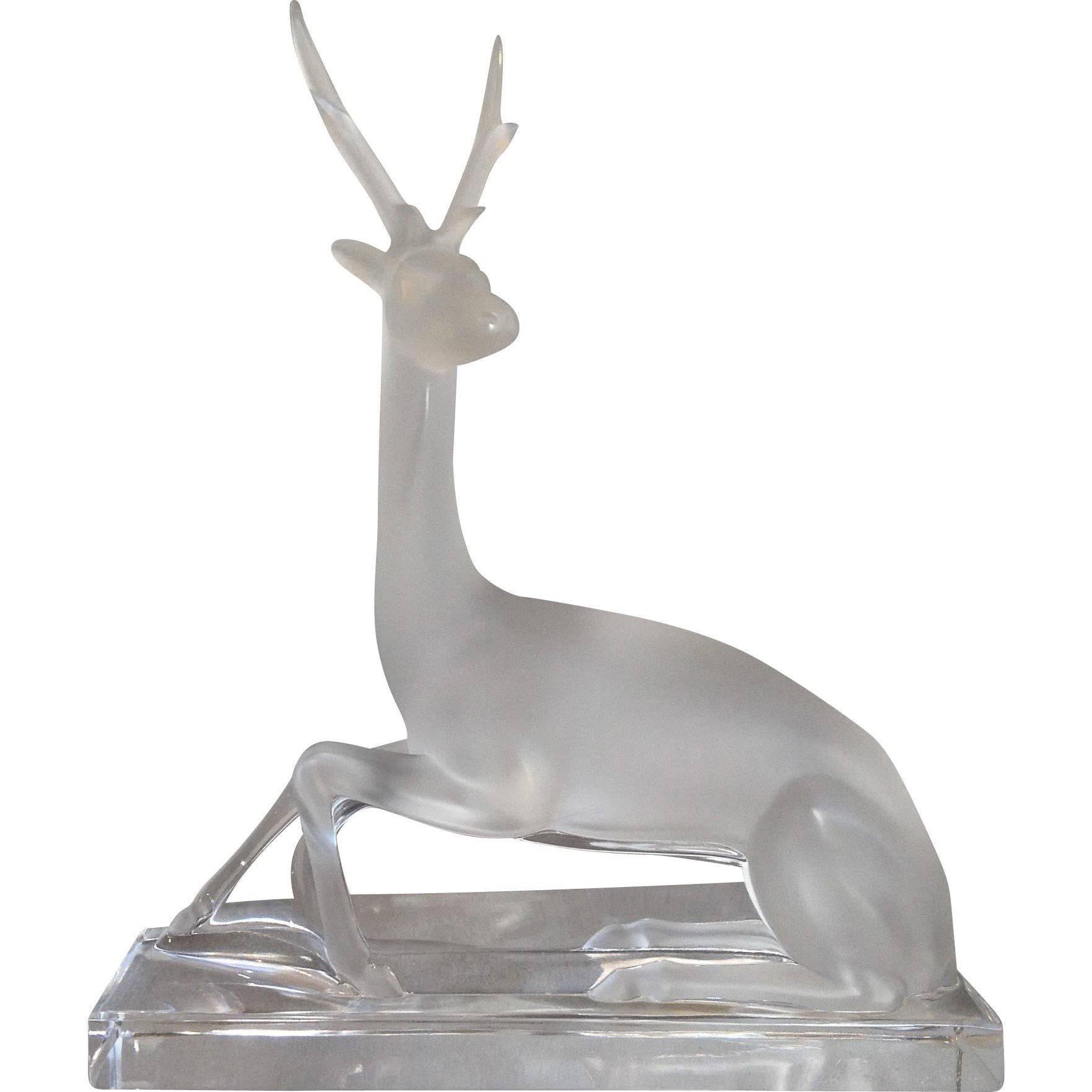 Lalique Crystal Deer Figurine, "Cerf" 'Catalog No. 11630 - Discontinued' For Sale