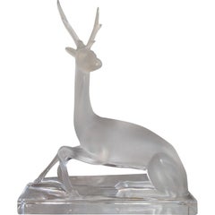 Retro Lalique Crystal Deer Figurine, "Cerf" 'Catalog No. 11630 - Discontinued'