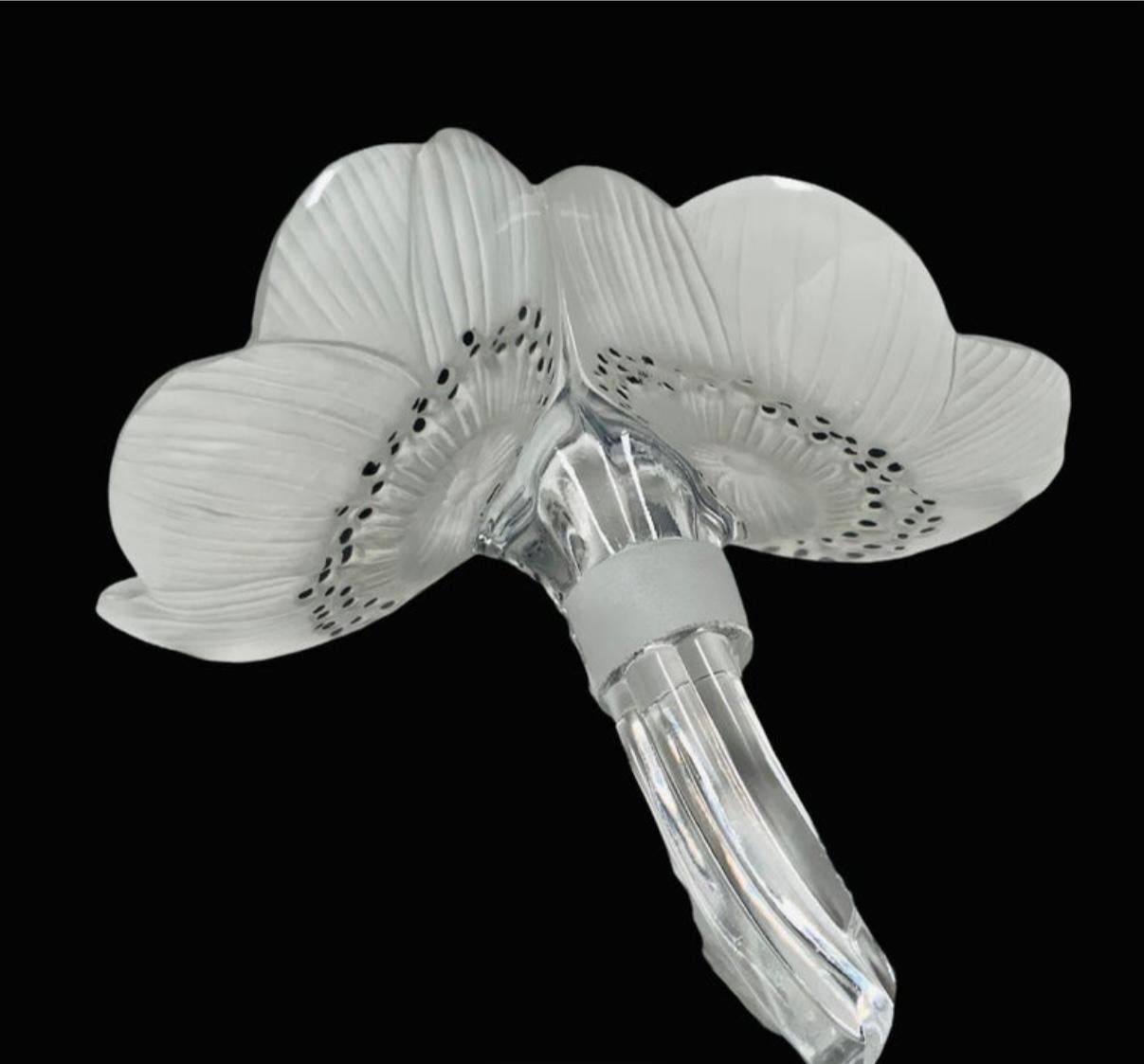 Lalique Crystal “Deux Fleur” Anemones Flowers Vase 1