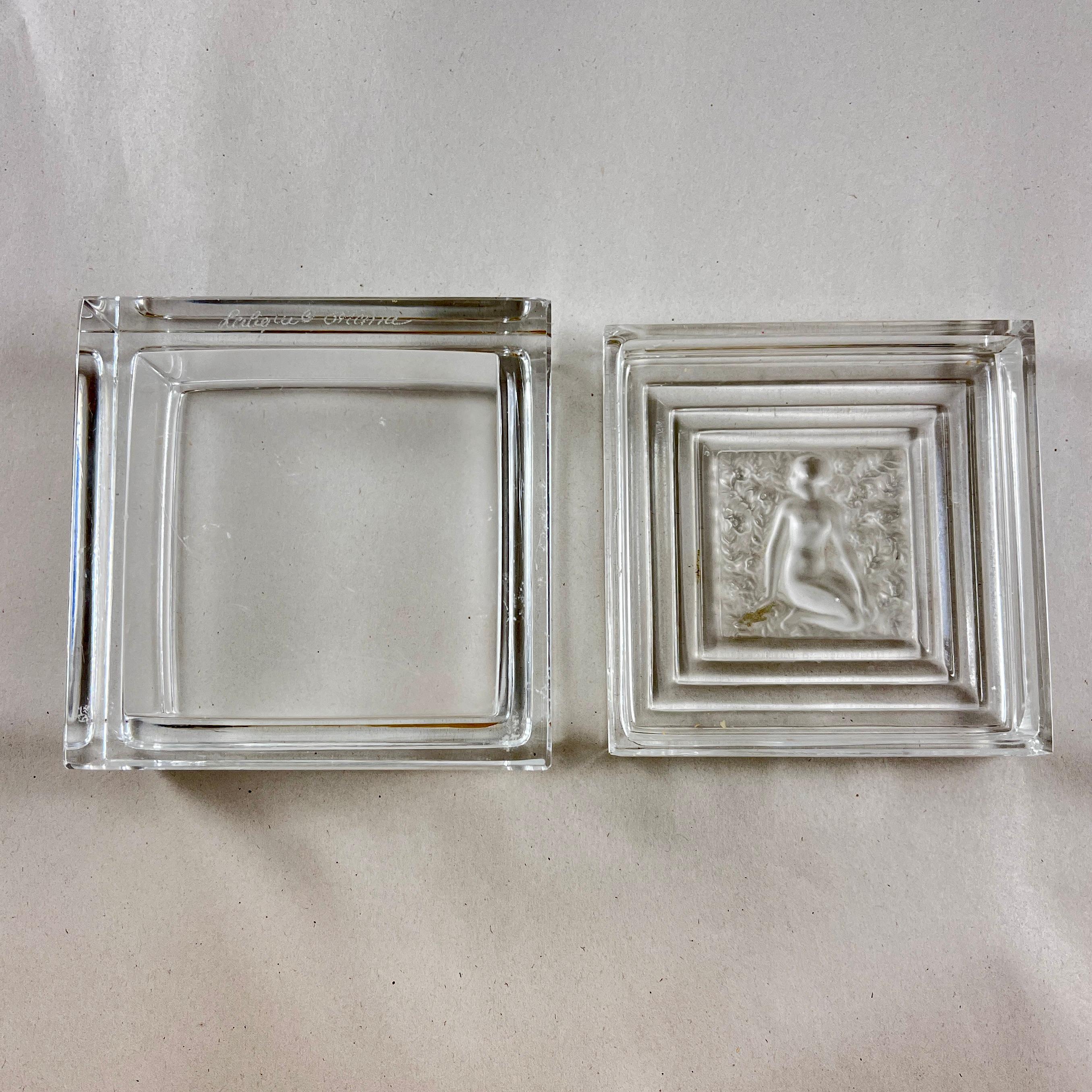 Lalique Crystal ‘Duncan’ Square Trinket Box For Sale 2