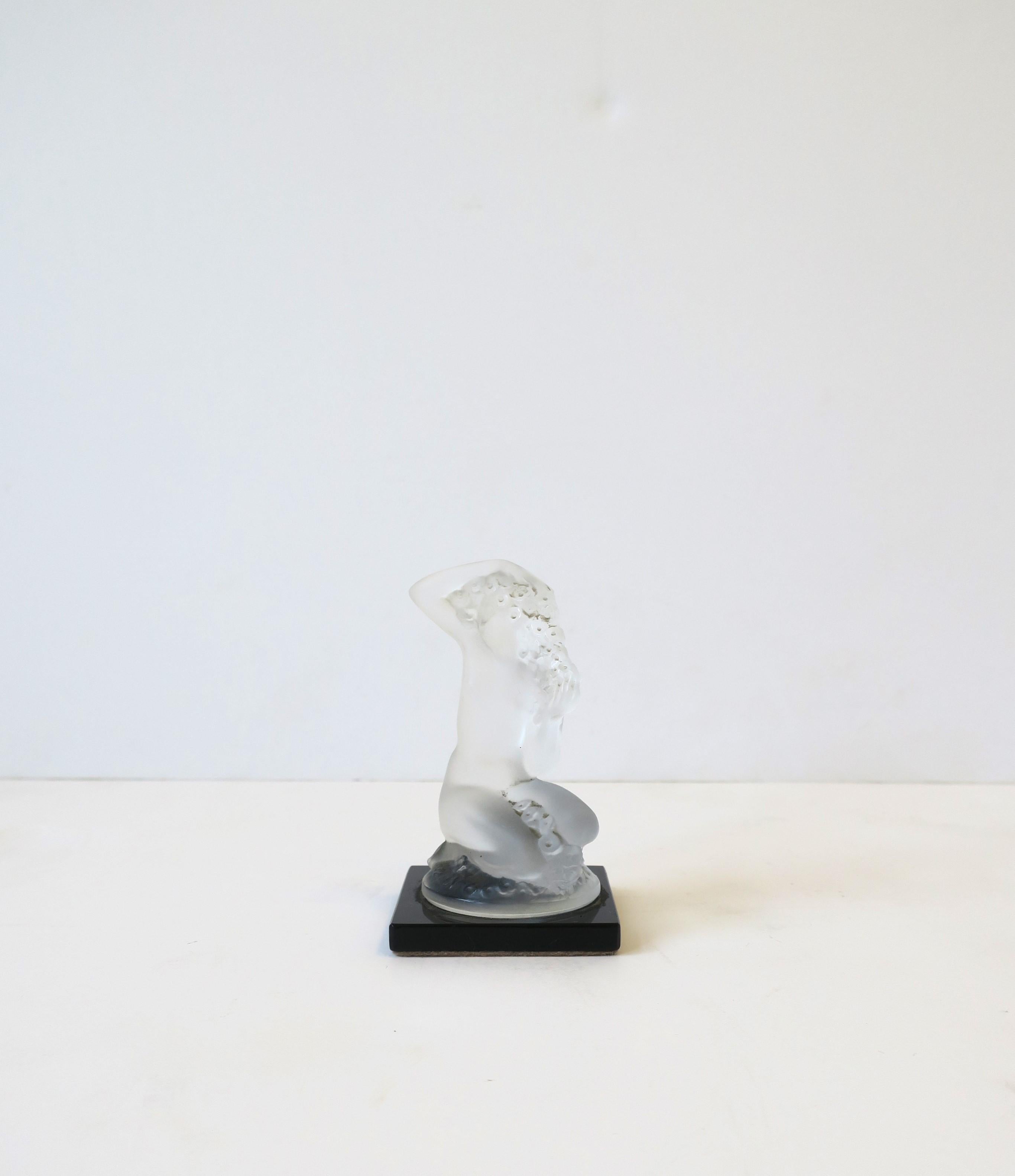 Art Nouveau Lalique Crystal Female Figurative Sculpture, from Paris, France, circa 1970s For Sale