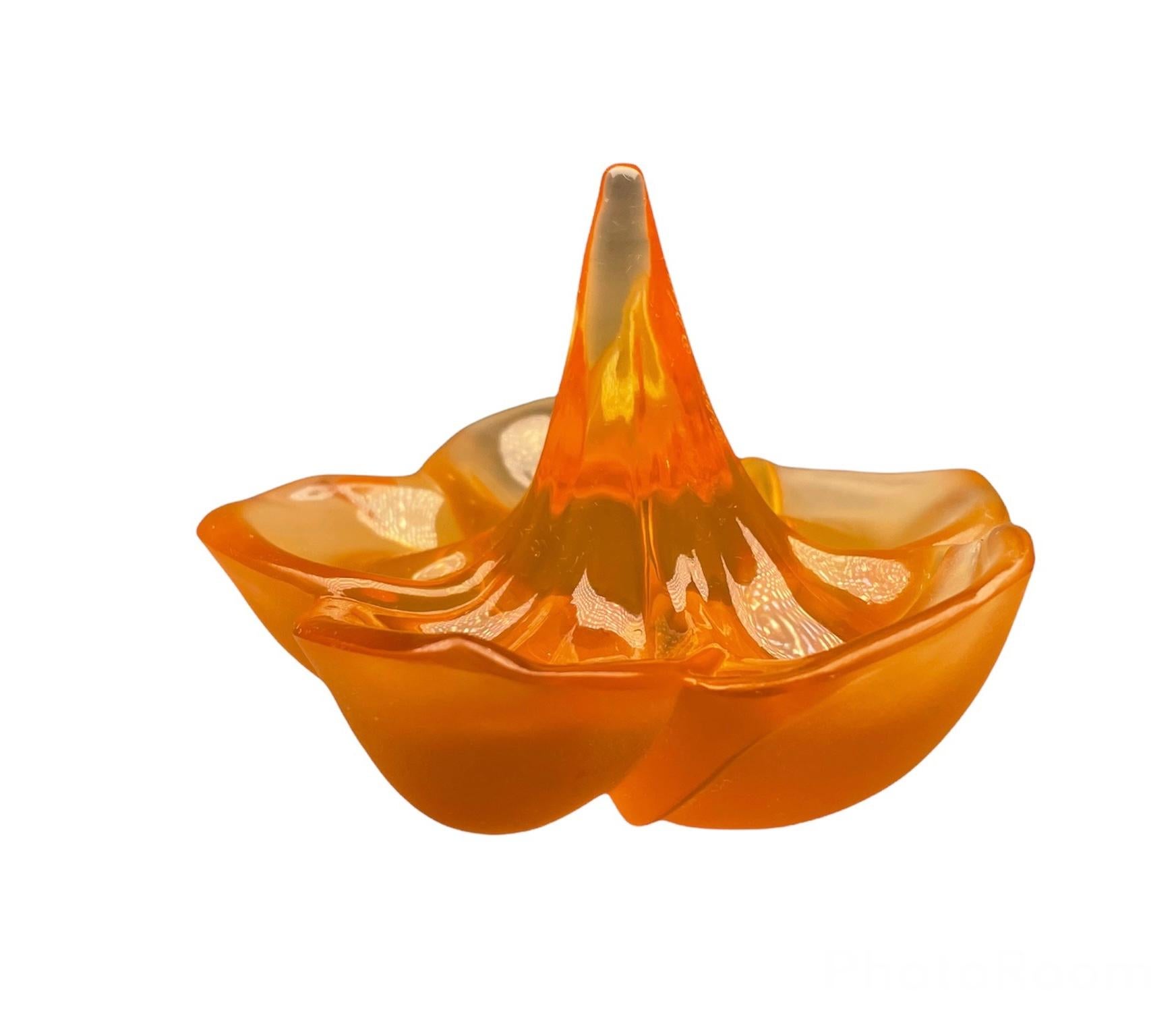 French Lalique Crystal “Frangipani” Ring Holder/Pin Dish