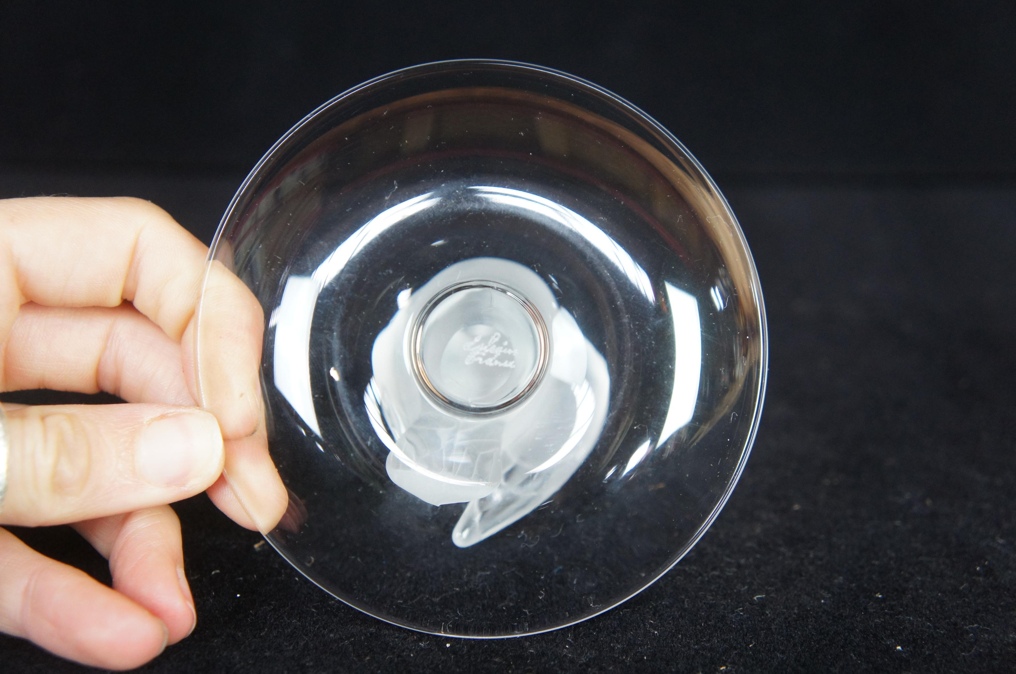 Lalique Crystal Frosted Glass Jewelry Ring Holder Dove Bird Peace Dish 3