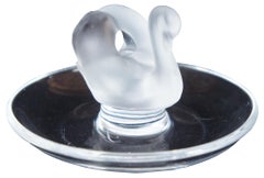 Lalique Crystal Frosted Glass Jewelry Trinket Ring Holder Swan Bird Dish
