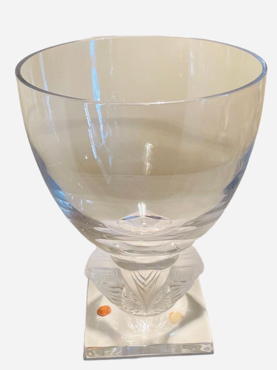 Molded Lalique Crystal “Grand Ducs” Owl Flower Vase For Sale