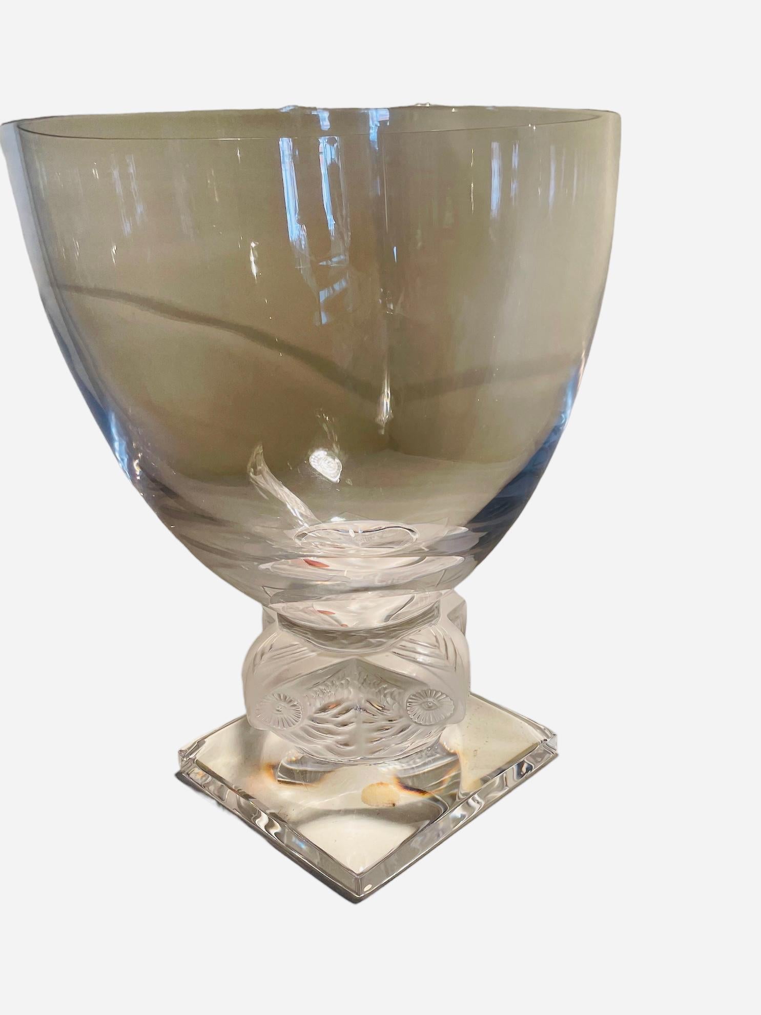 20th Century Lalique Crystal “Grand Ducs” Owl Flower Vase