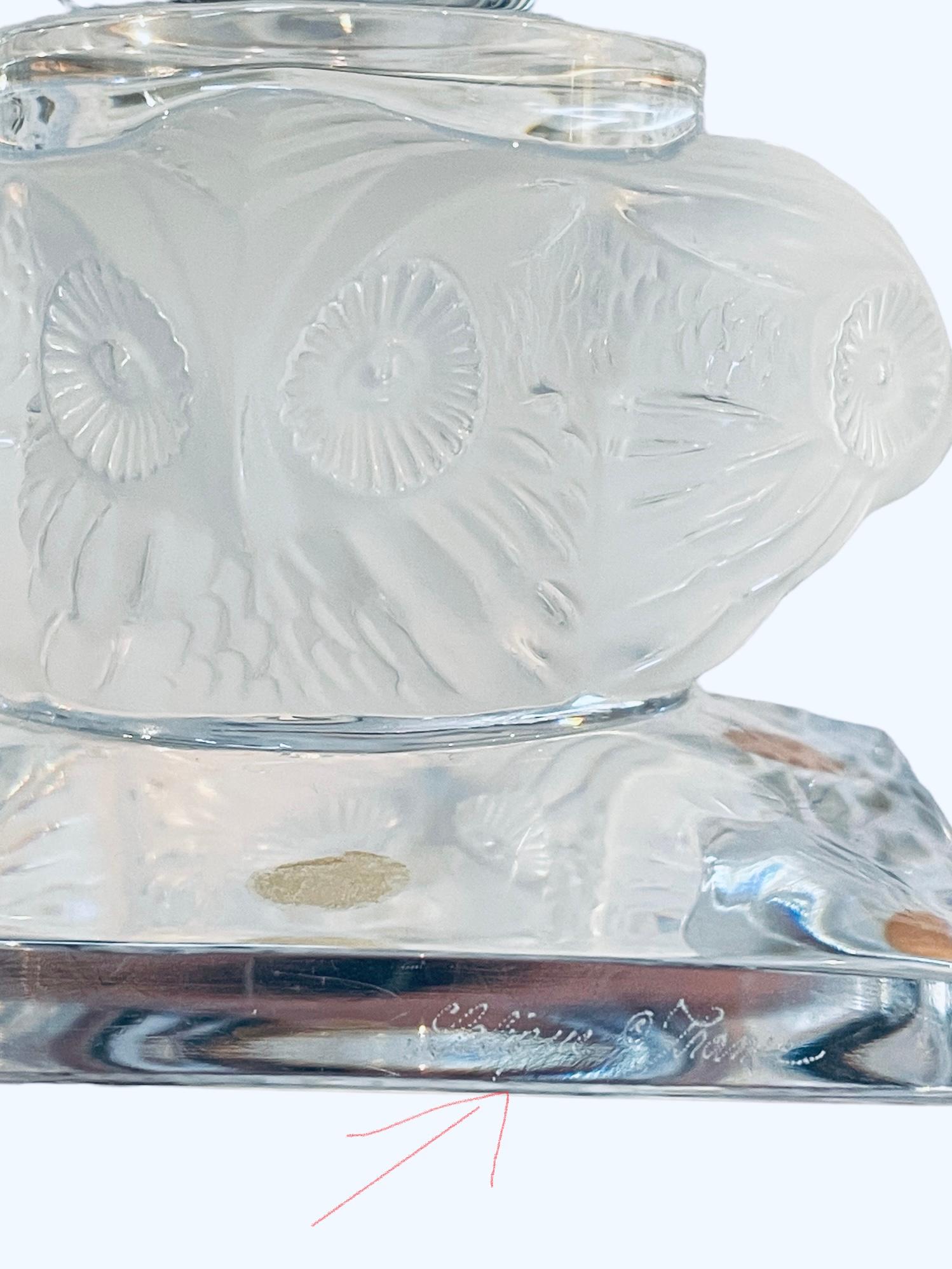 Lalique Crystal “Grand Ducs” Owl Flower Vase For Sale 1