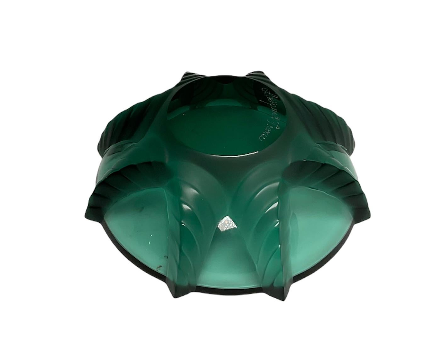 20th Century Lalique Crystal Green Teal Sea Star Small Bowl