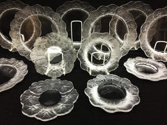Lalique Crystal "Honfleur" Pattern Plates, Set of 12 Pieces
