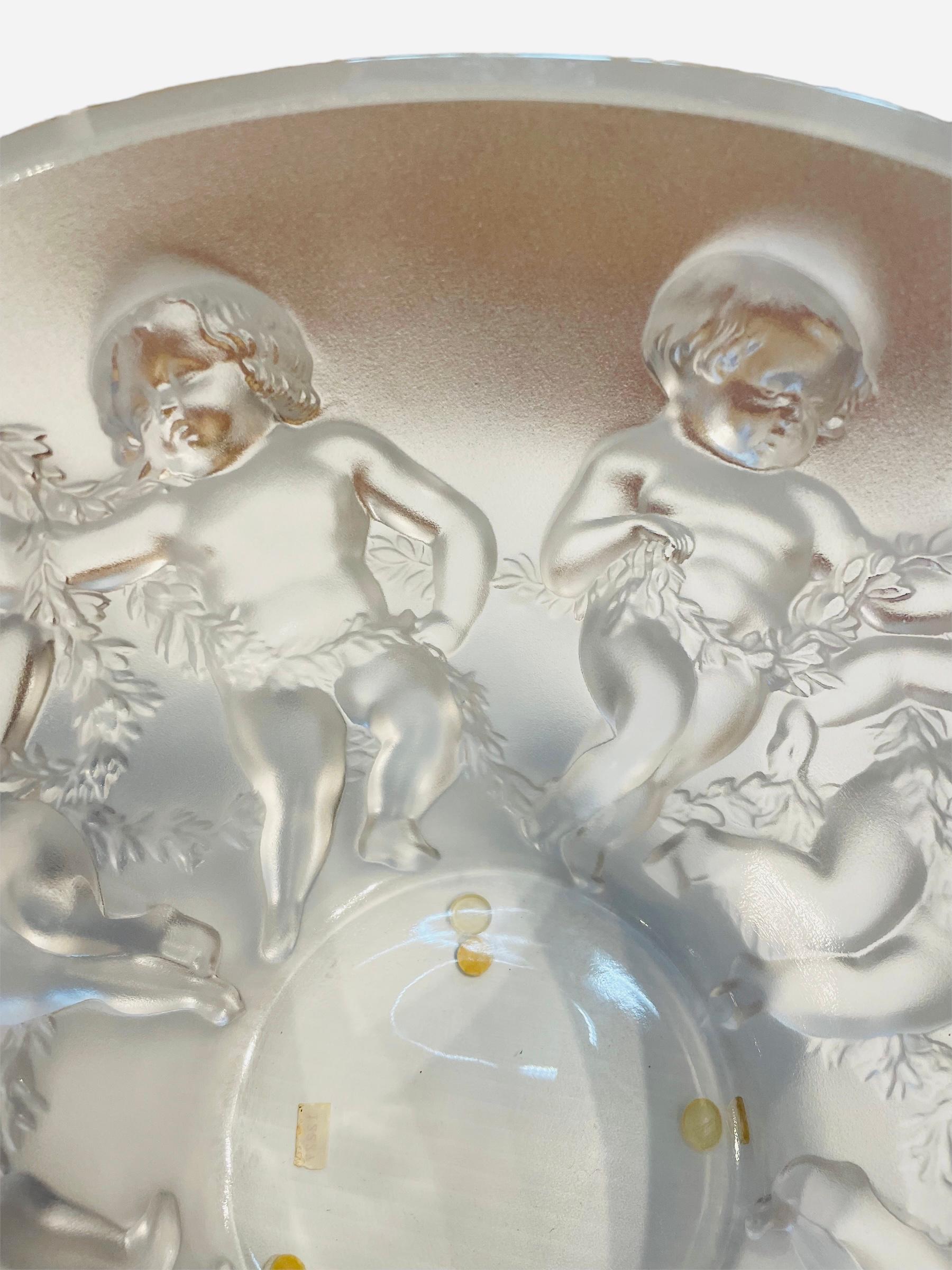 French Lalique Crystal “Luxembourg” Large Round Bowl