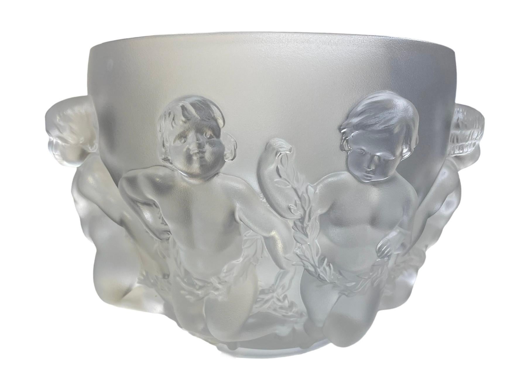 20th Century Lalique Crystal “Luxembourg” Large Round Bowl