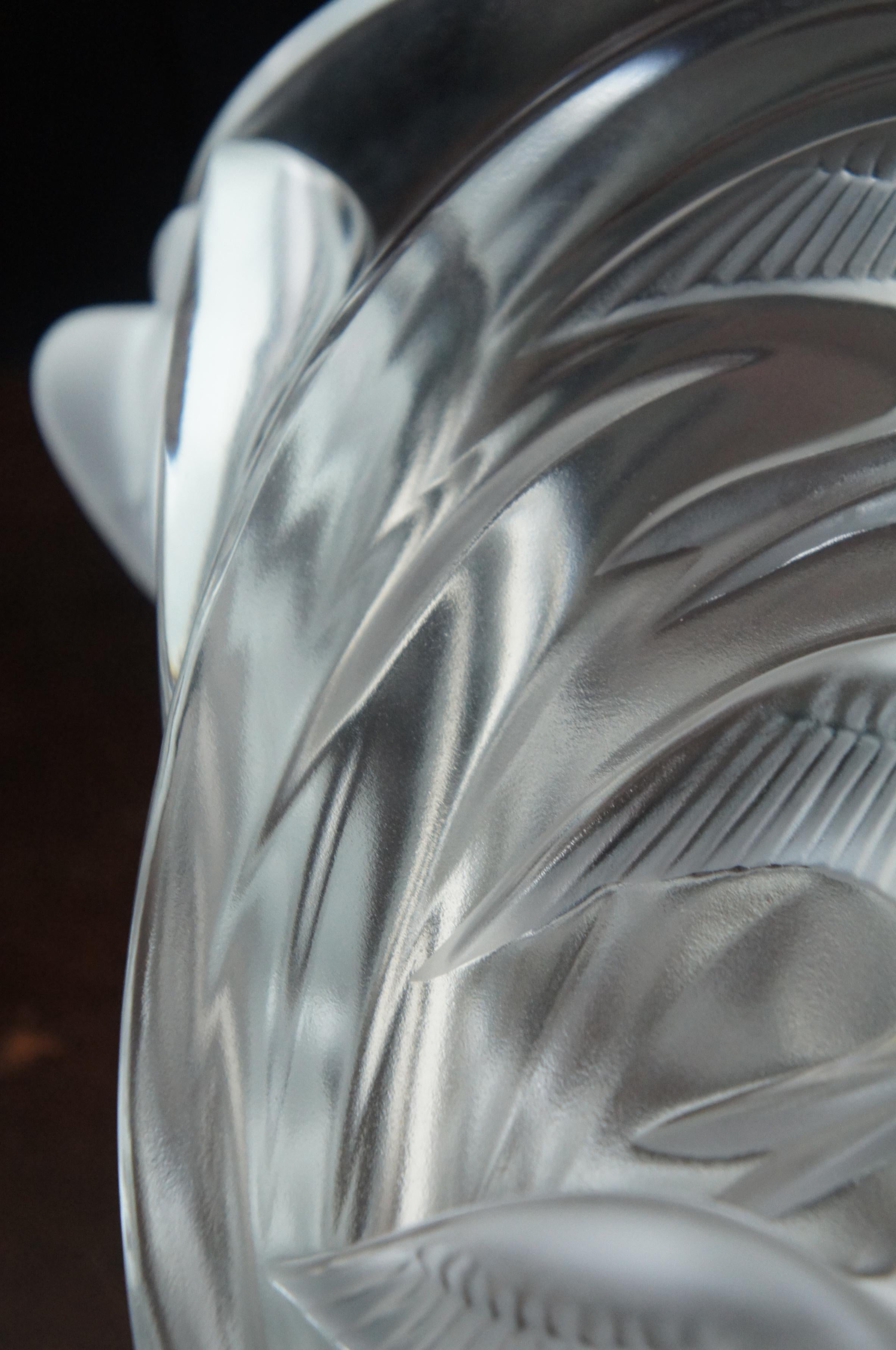 Vase à fleurs en cristal Lalique Martinets en verre dépoli:: signé par des hirondelles 2