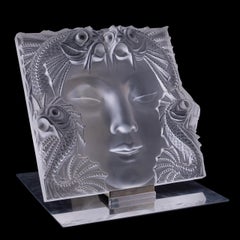Lalique Crystal "Masque de Femme" Plaque on Stand
