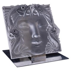Targa di cristallo Lalique "Masque de Femme" su supporto