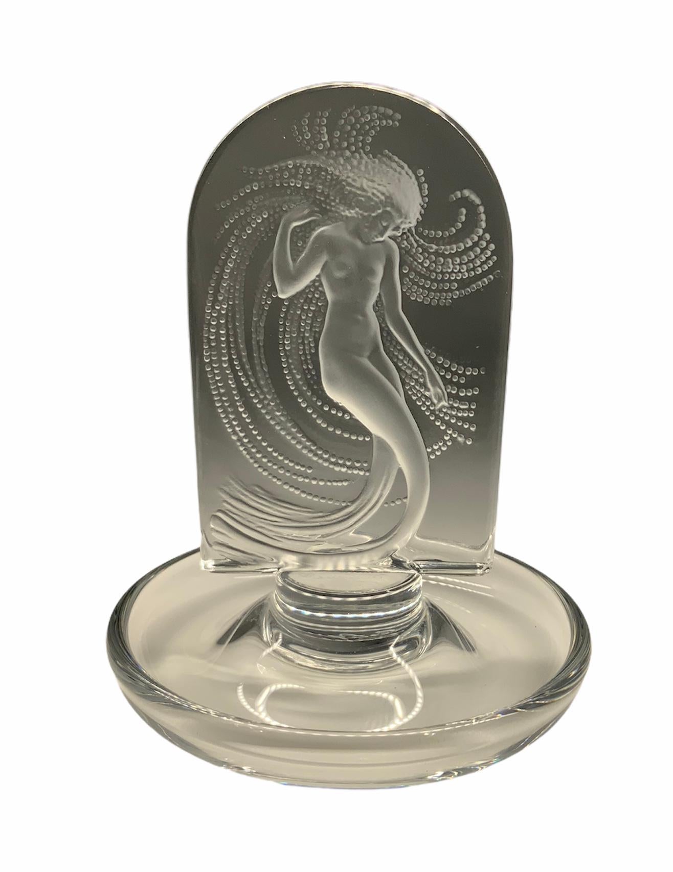 Lalique Crystal Naiade Water Nude Nymph Dancer Ring/Pin Tray 1