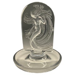 Vintage Lalique Crystal Naiade Water Nude Nymph Dancer Ring/Pin Tray