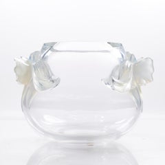 Lalique Crystal Orchidee Vase Orchid Opalescent Clear