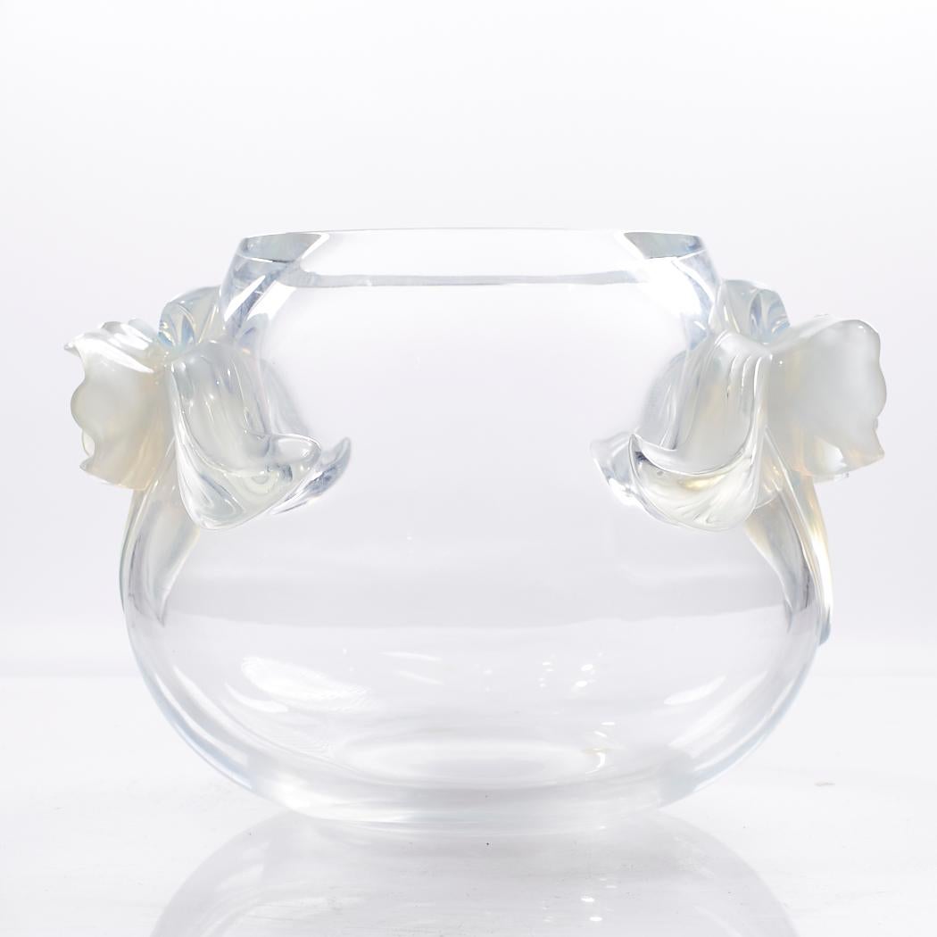 Contemporary Lalique Crystal Orchidee Vase Orchid Opalescent Clear For Sale